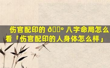 伤官配印的 🌺 八字命局怎么看「伤官配印的人身体怎么样」